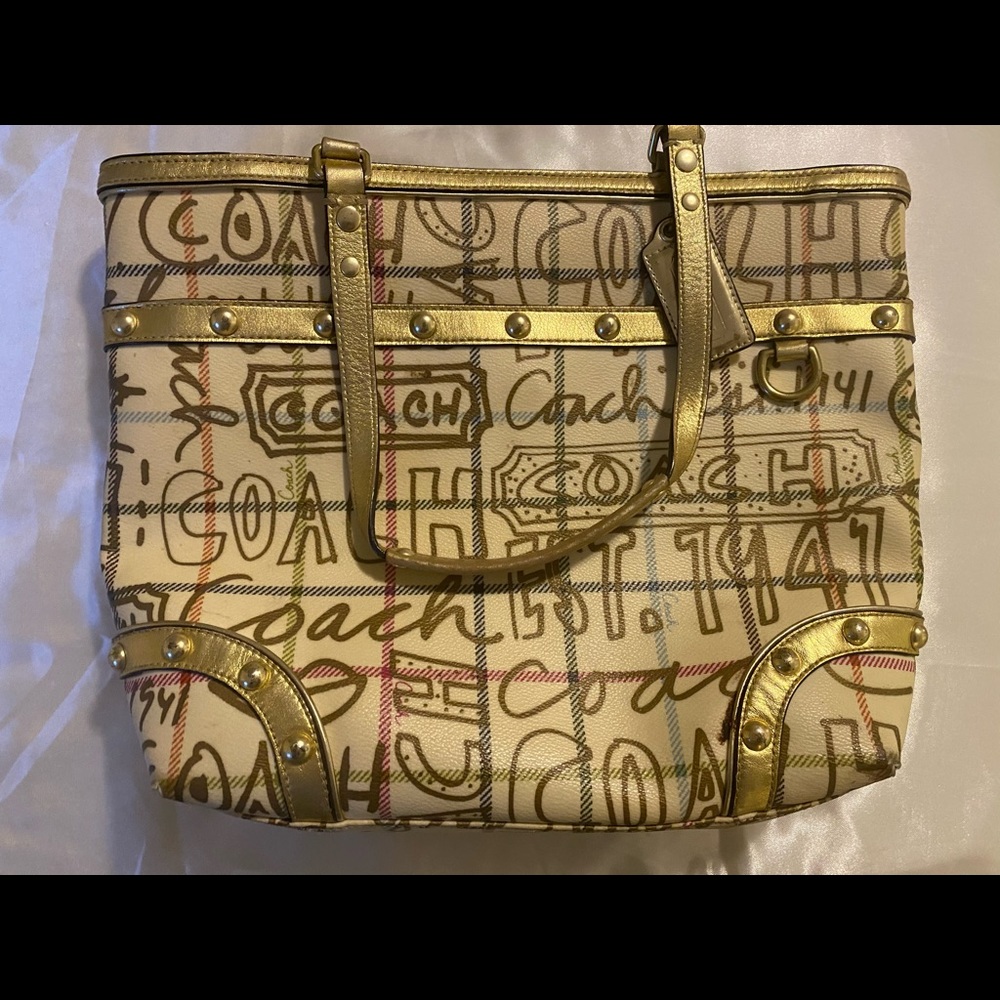 Coach Heritage Tattersall Graffiti Tote